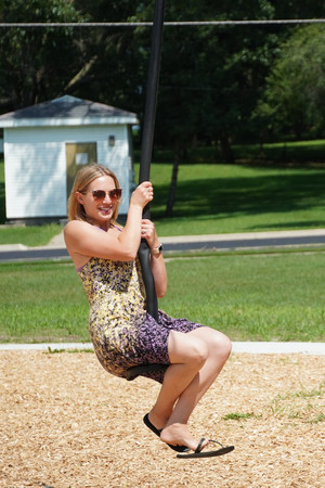 Mrs. Sween zooms down a zip line